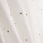 White Cotton Voile with Floral Embroidery and Gold Lurex - Ribes y Casals