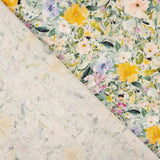 Yellow Floral Print Linen and Viscose Crepe - Ribes y Casals