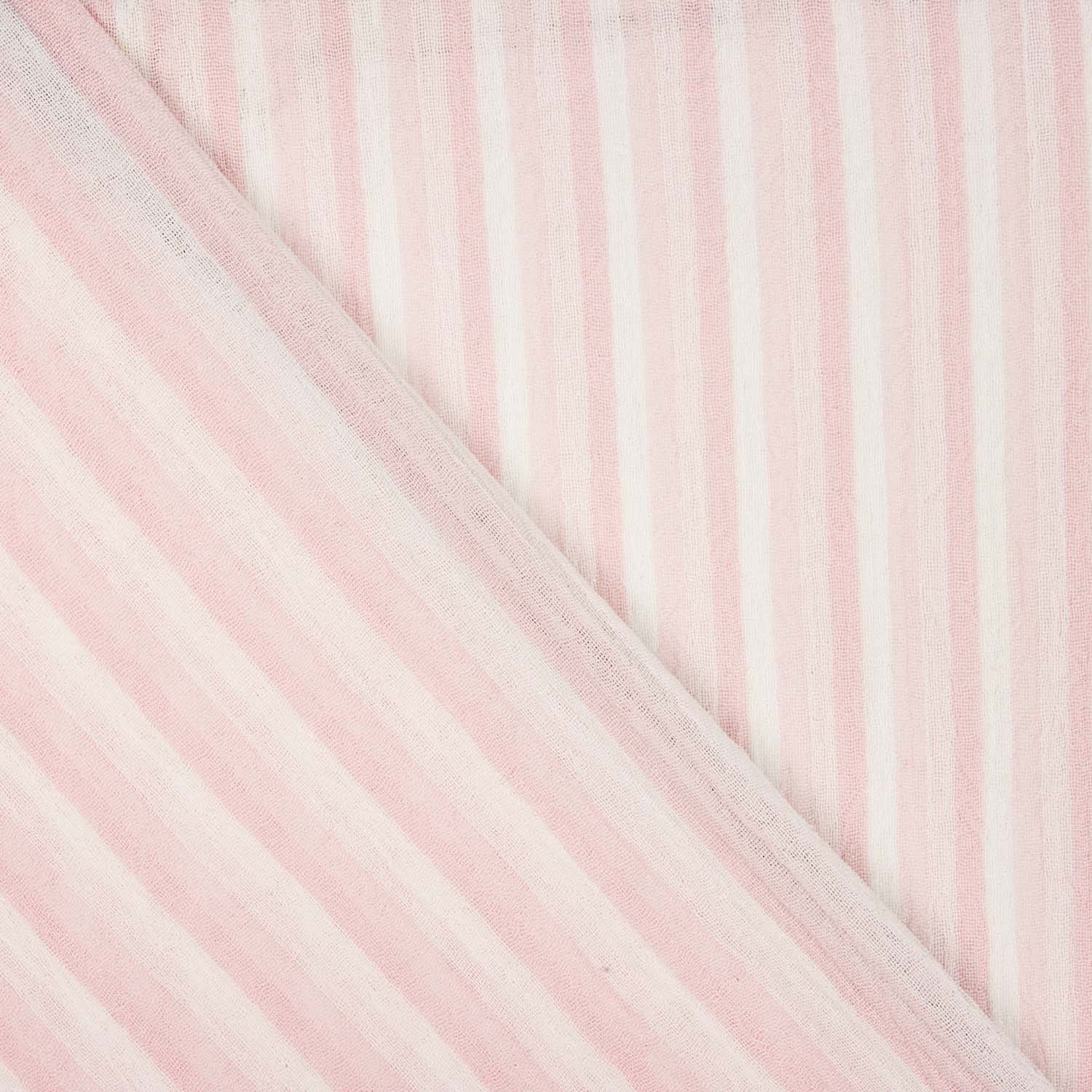 Pink and White Striped Cotton Gauze - Ribes y Casals
