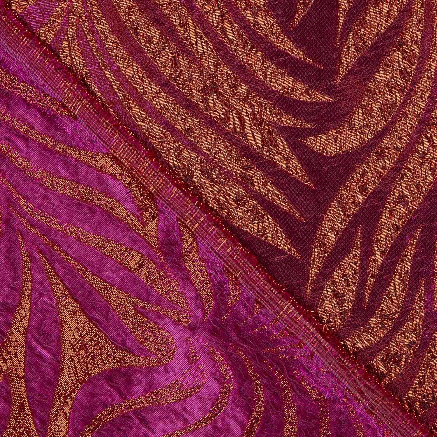 Purple and Red Lurex Brocade Leaves - Ribes y Casals
