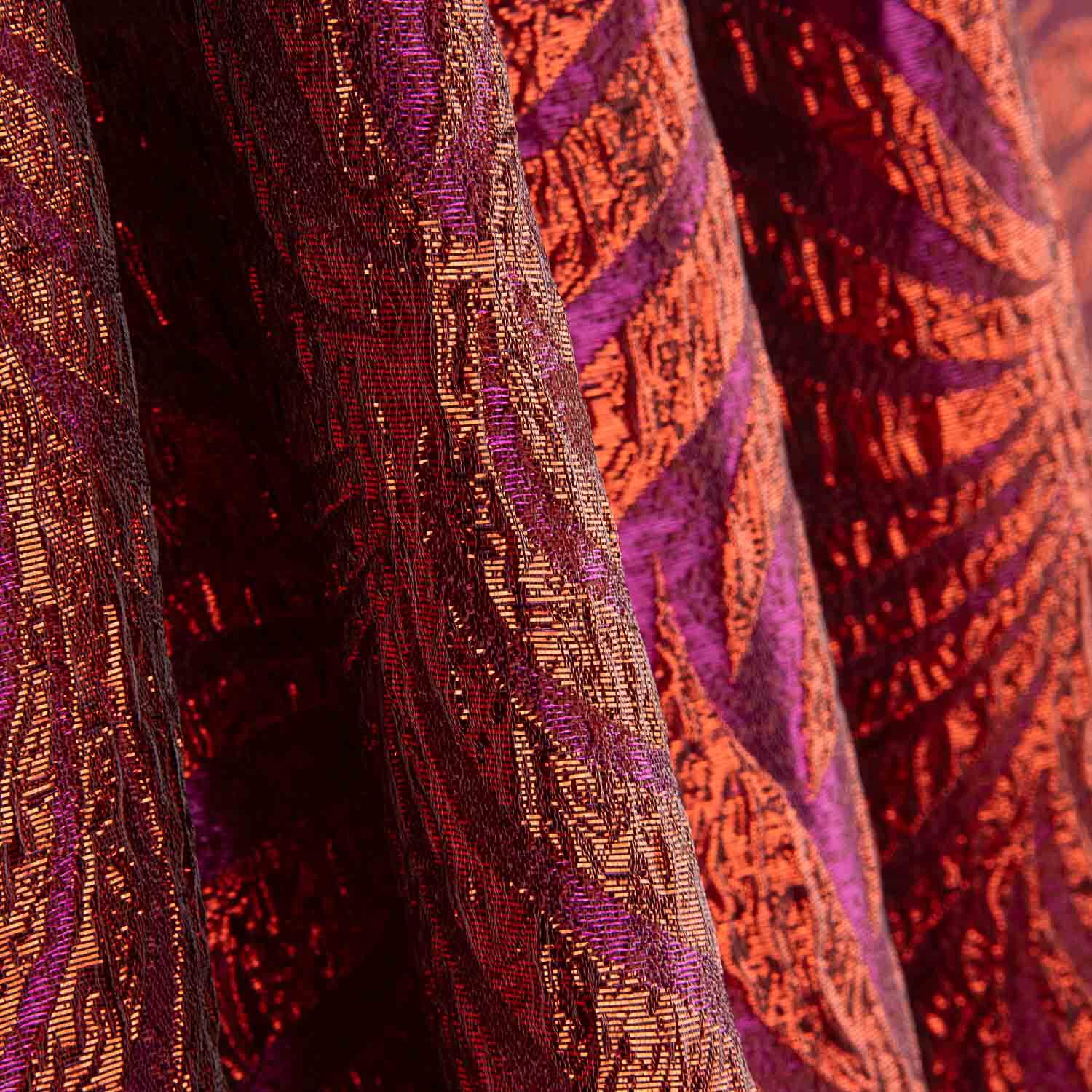 Purple and Red Lurex Brocade Leaves - Ribes y Casals