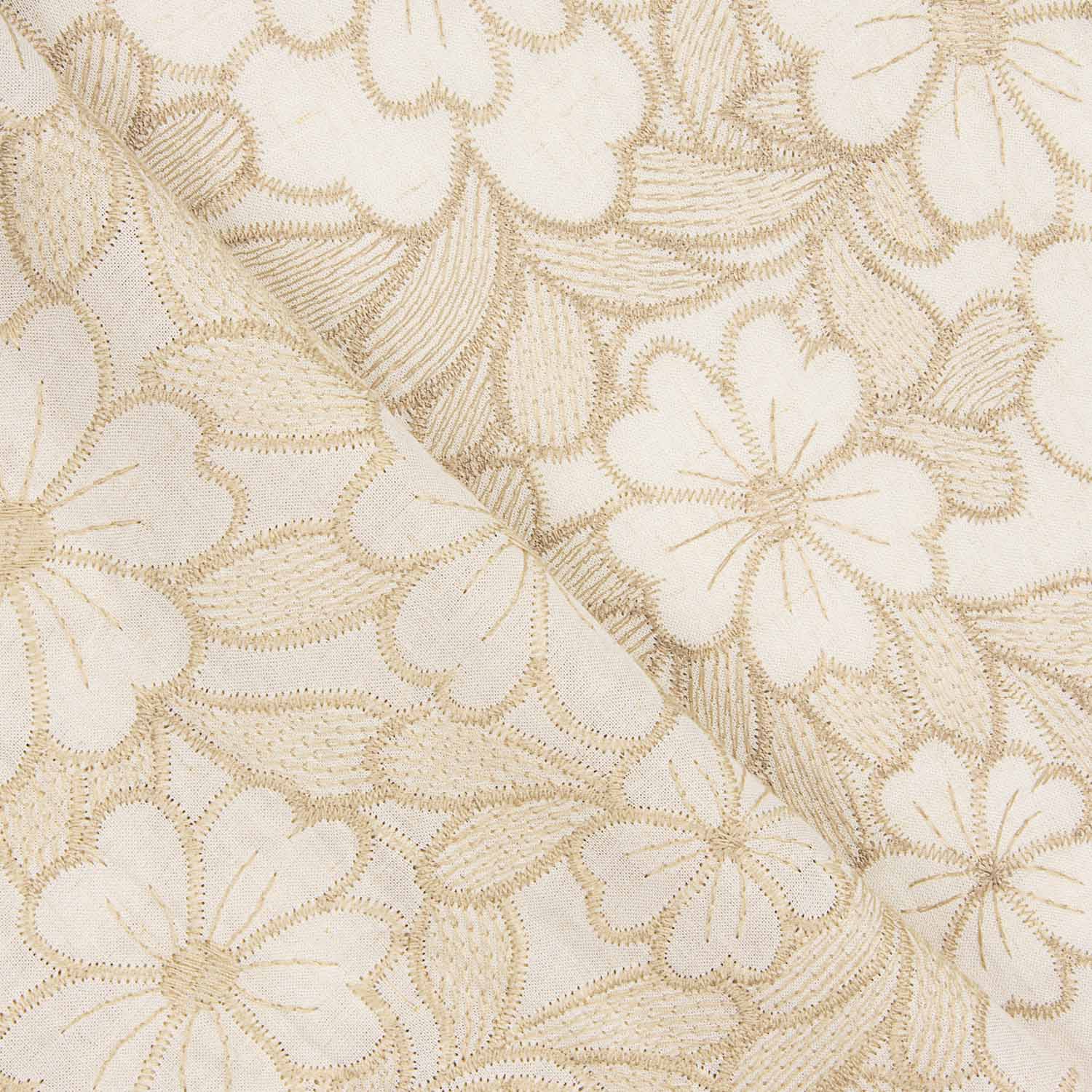 Raw Cotton Voile with Beige Embroidery - Ribes y Casals