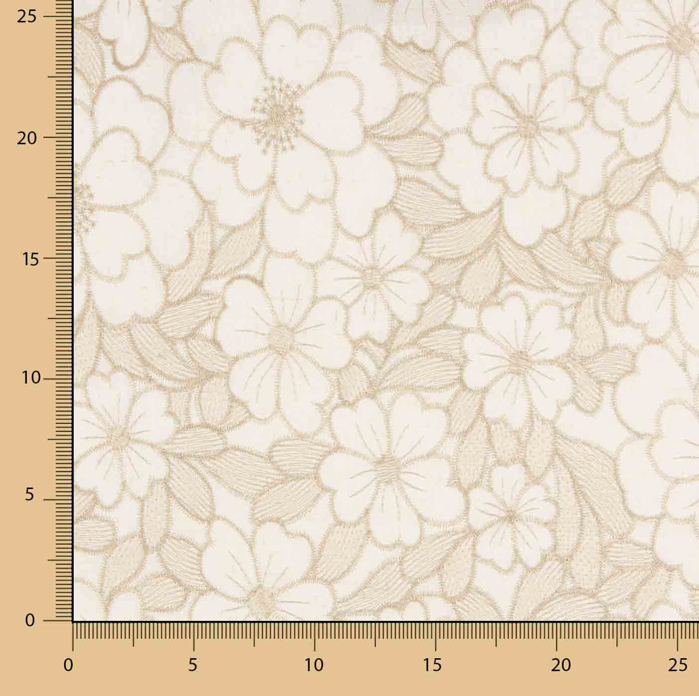 Raw Cotton Voile with Beige Embroidery - Ribes y Casals