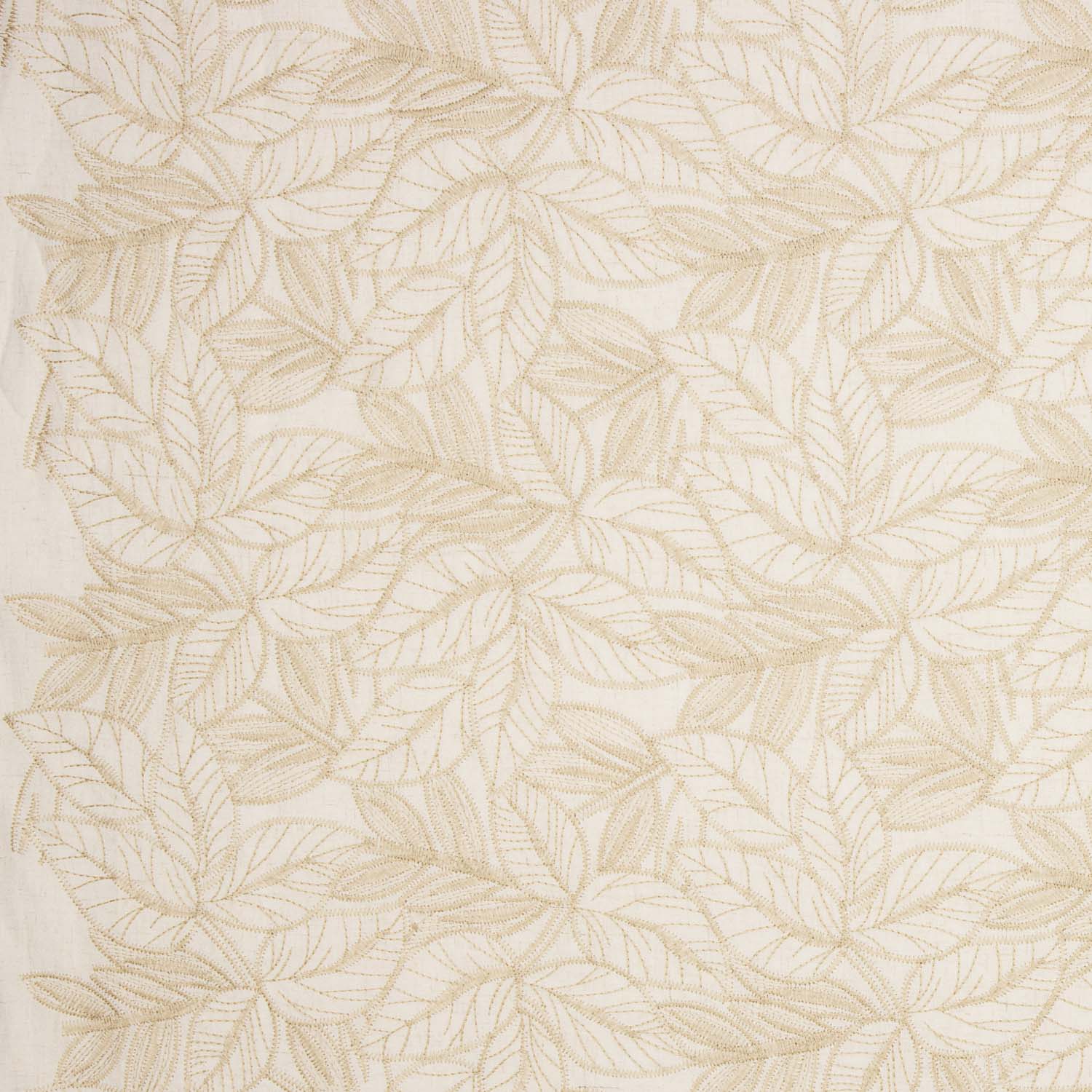 Raw Cotton Voile with Beige Leaf Embroidery - Ribes y Casals