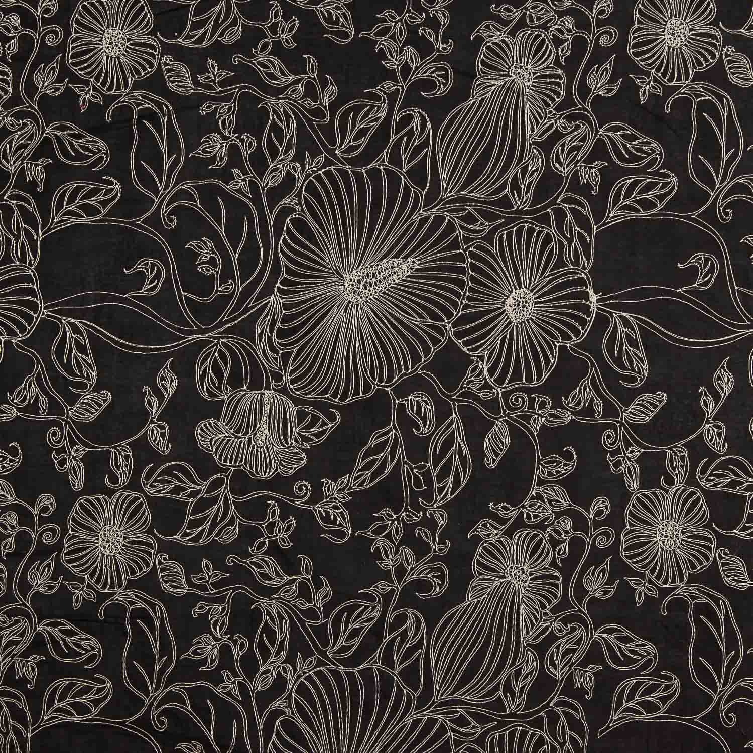 Black Cotton Voile with Embroidery - Ribes y Casals