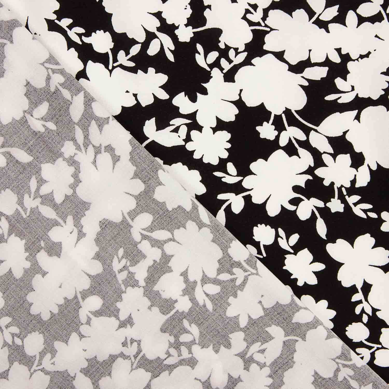Black Floral Print Viscose - Ribes y Casals