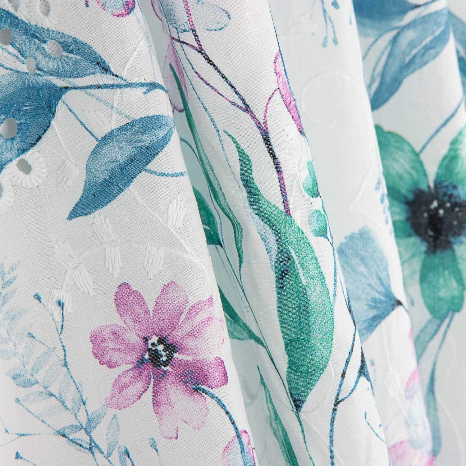 Mauve Floral Embroidered and Digitally Printed Cotton - Ribes y Casals
