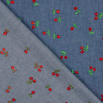 Chambray Cotton Embroidered Cherries - Ribes y Casals