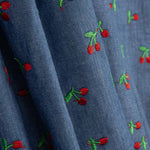 Chambray Cotton Embroidered Cherries - Ribes y Casals