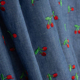 Chambray Cotton Embroidered Cherries - Ribes y Casals