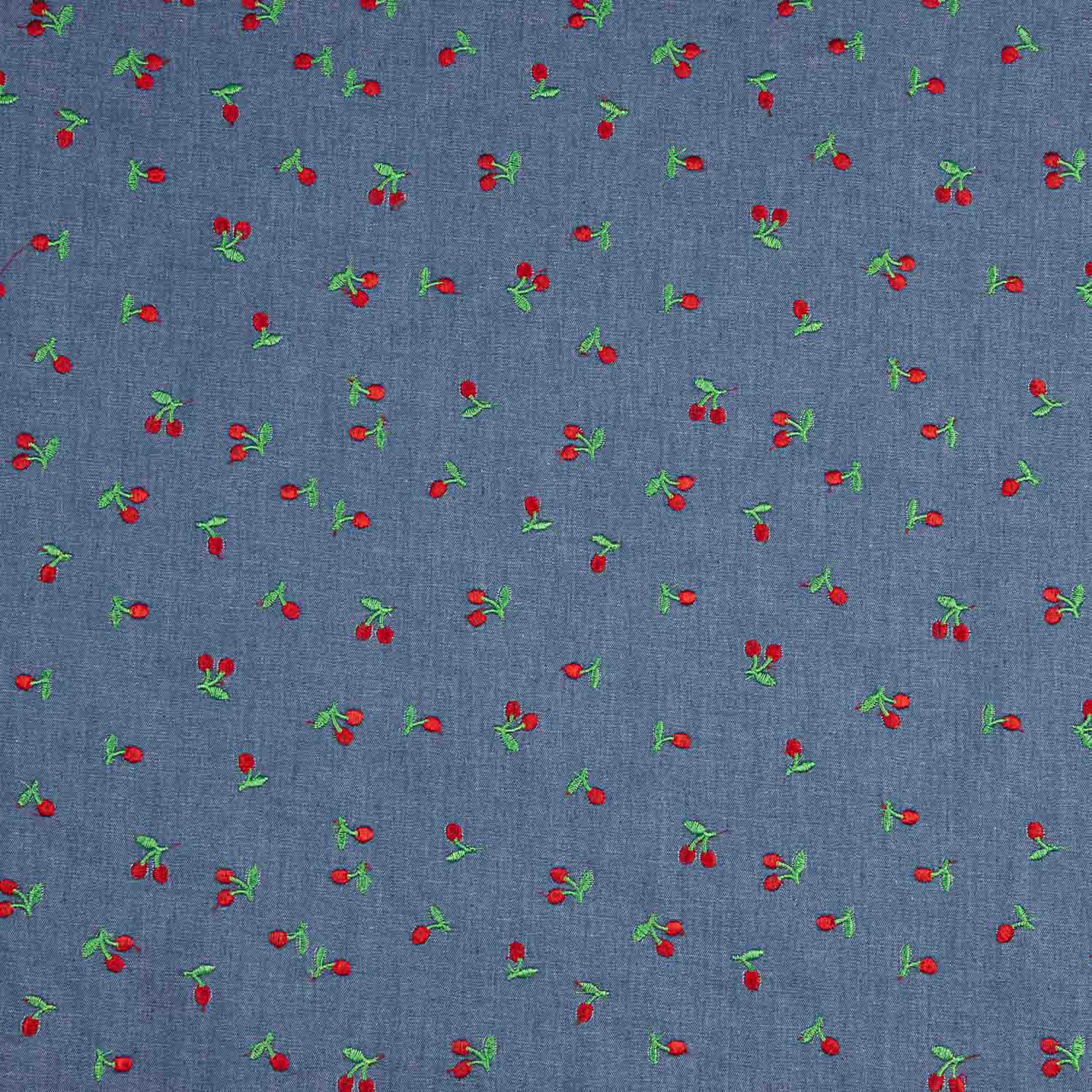 Chambray Cotton Embroidered Cherries - Ribes y Casals