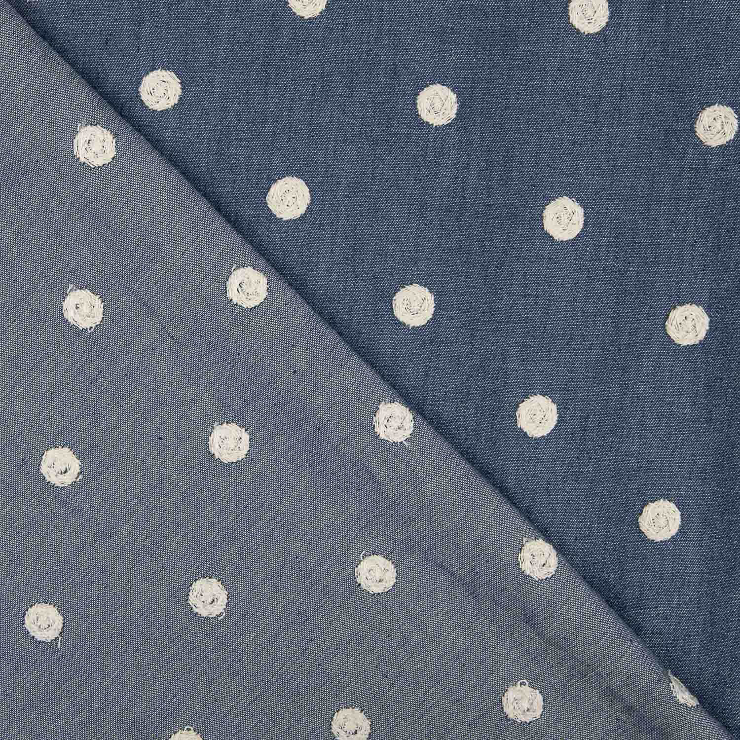 Chambray Cotton Embroidered Polka Dots - Ribes y Casals