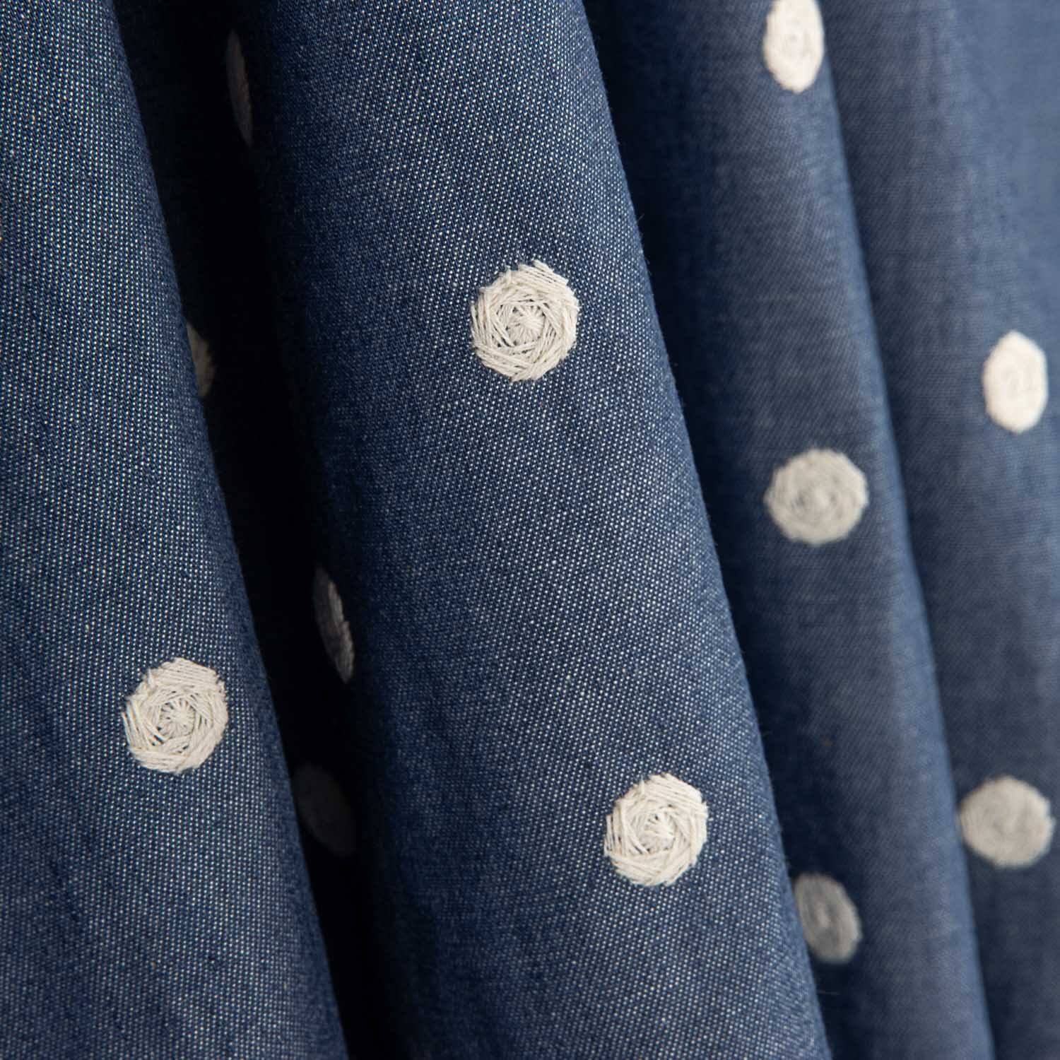 Chambray Cotton Embroidered Polka Dots - Ribes y Casals