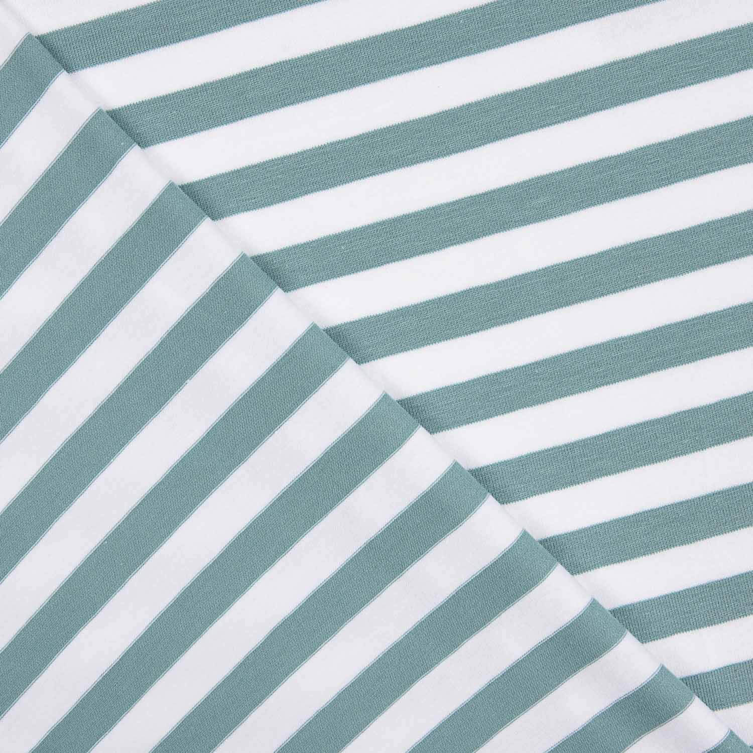 Greenish Blue and White Striped Cotton Sweater - Ribes y Casals
