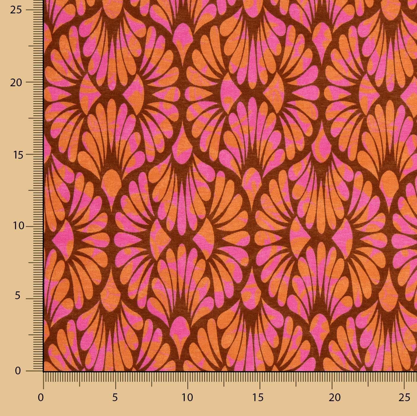 Retro Bloom Pink and Orange Viscose Knit - Ribes y Casals