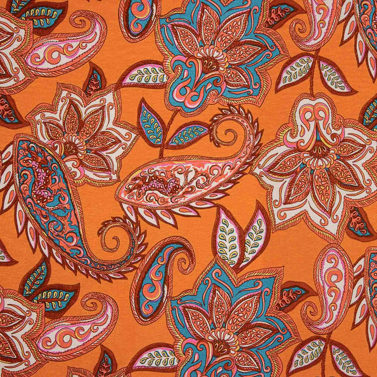 Bohemian Paisley Viscose Orange - Ribes y Casals