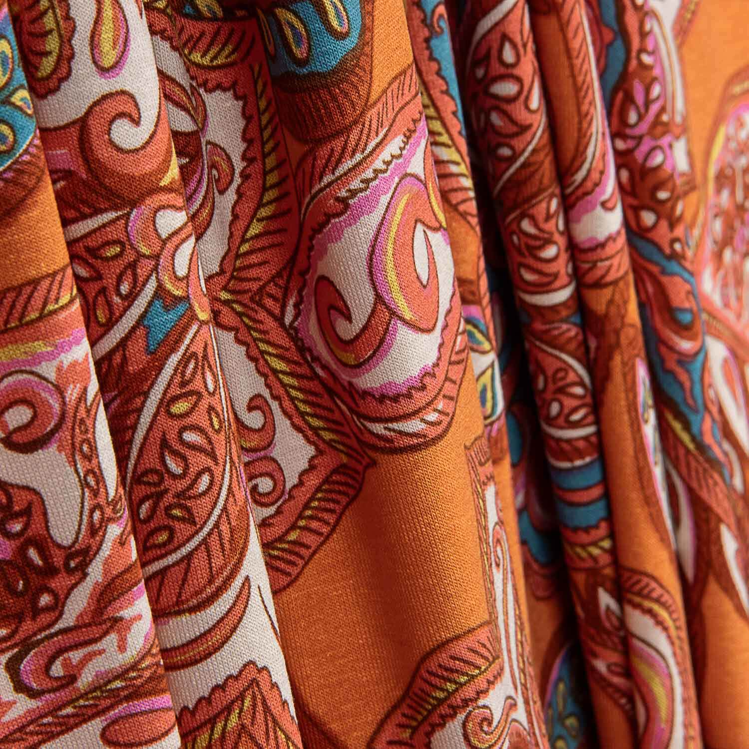 Bohemian Paisley Viscose Orange - Ribes y Casals