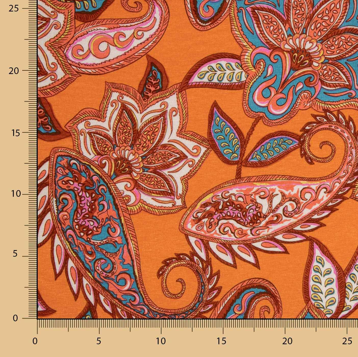 Bohemian Paisley Viscose Orange - Ribes y Casals