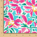 Turquoise Tropical Floral Viscose Knit - Ribes y Casals
