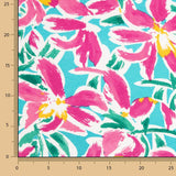 Turquoise Tropical Floral Viscose Knit - Ribes y Casals