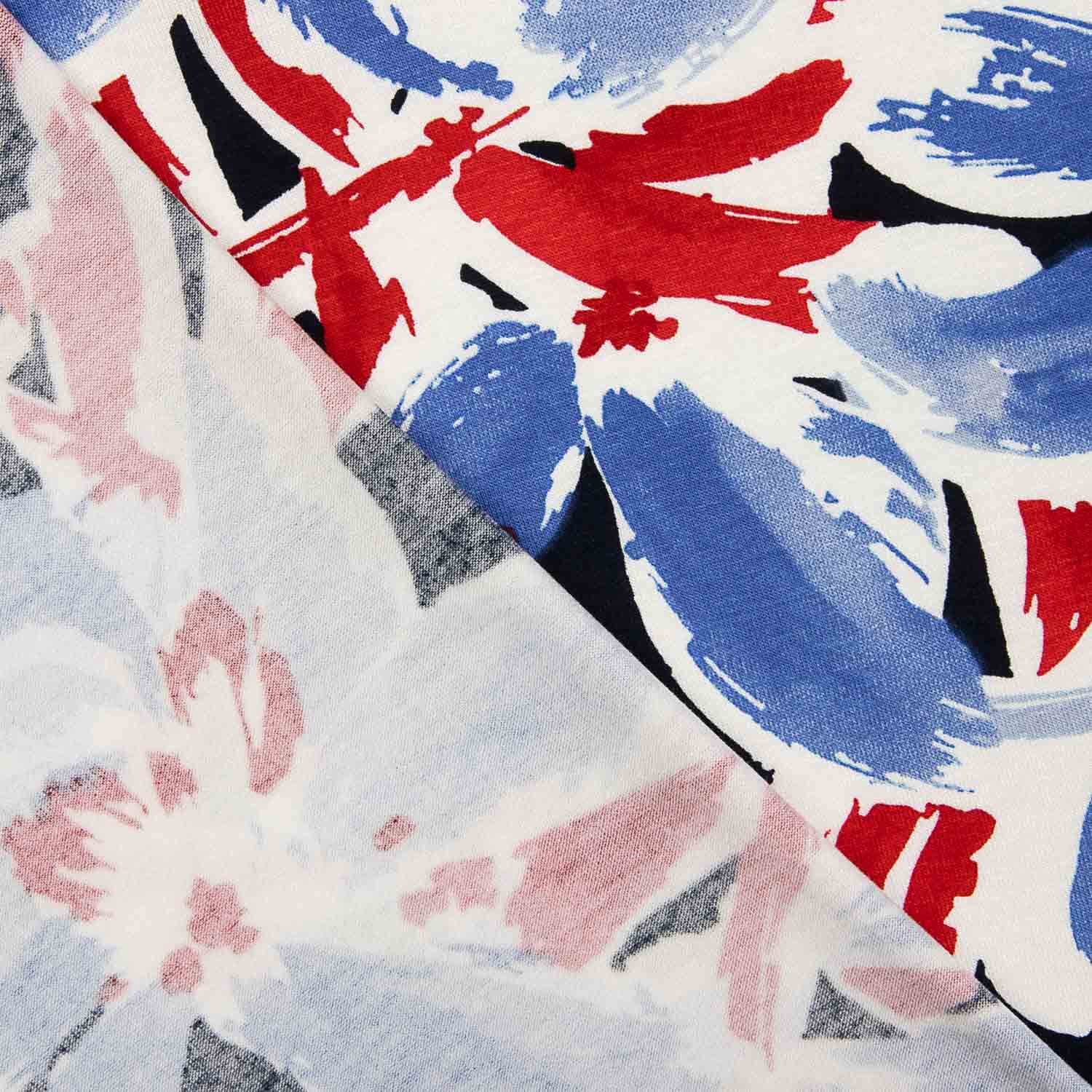 Blue and Red Floral Sailor Viscose Dot - Ribes y Casals