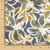 Blue and Mustard Floral Print Viscose Knit - Ribes y Casals