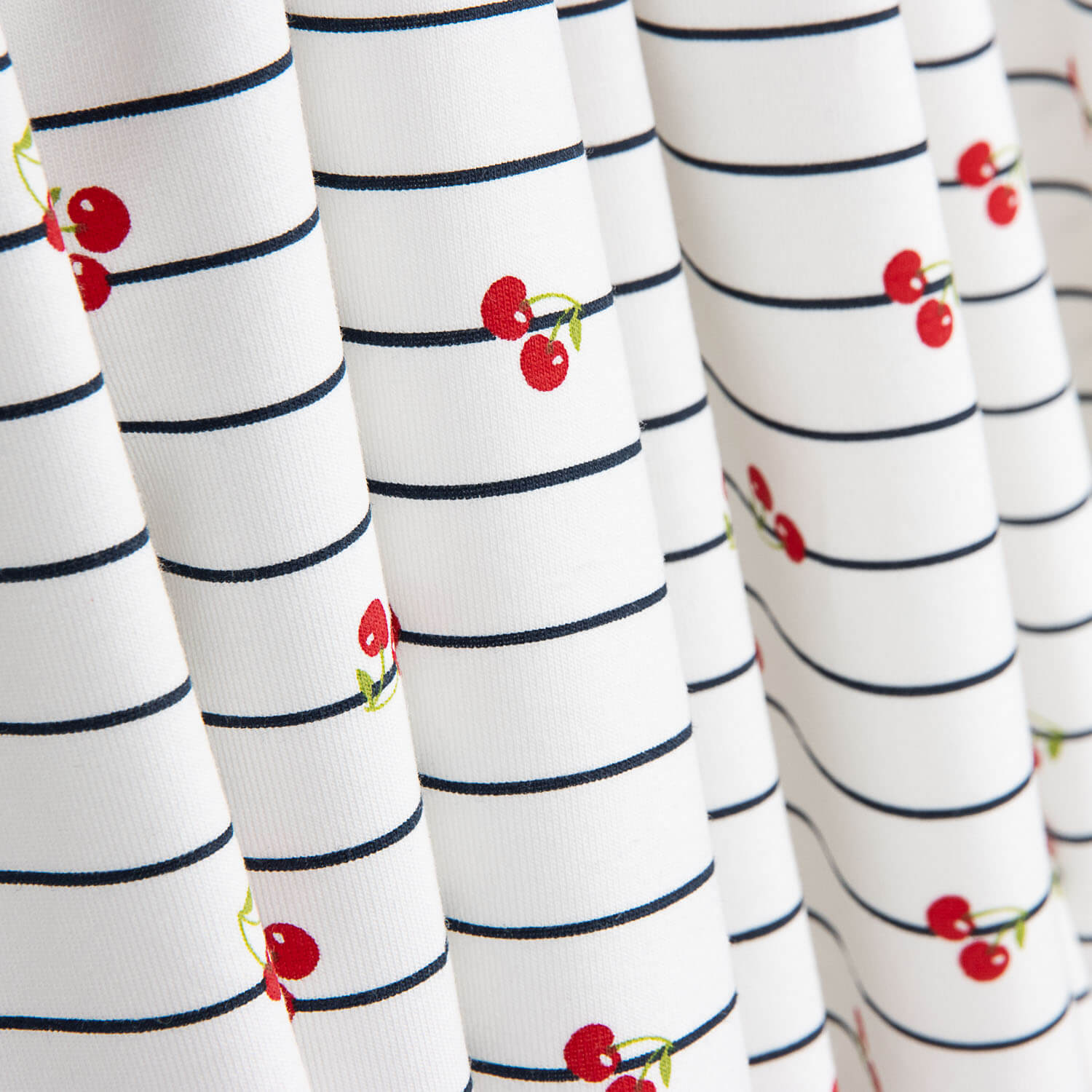 Cherry Stripes Navy Cotton Knit - Ribes y Casals