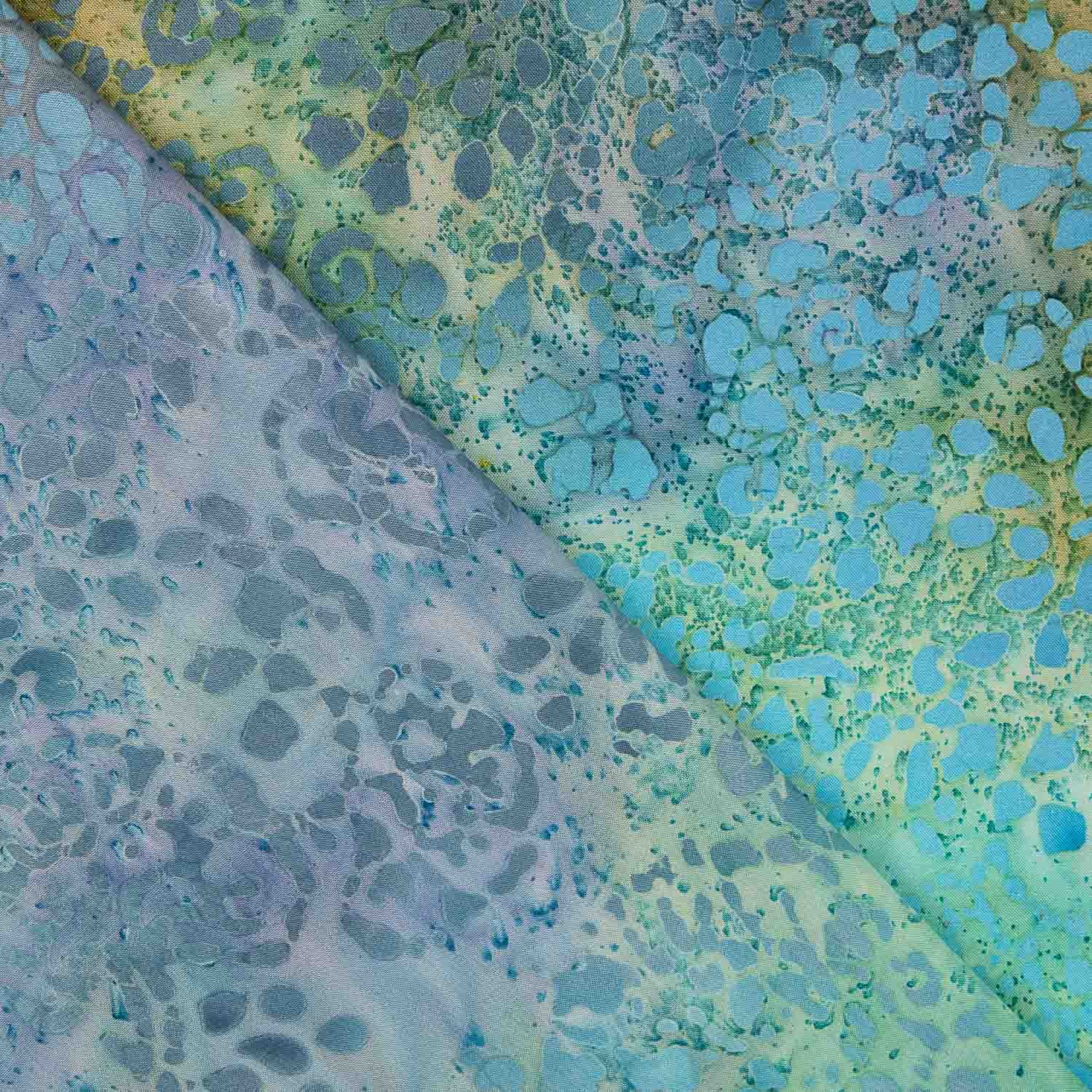 Turquoise and Ochre Batik Cotton Dot - Ribes y Casals