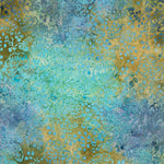 Turquoise and Ochre Batik Cotton Dot - Ribes y Casals