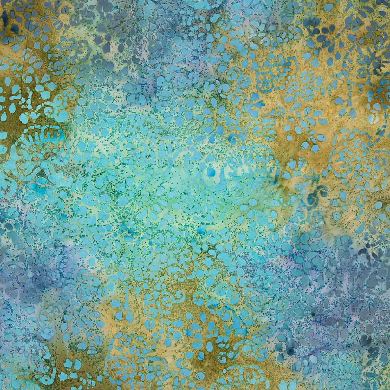 Turquoise and Ochre Batik Cotton Dot - Ribes y Casals