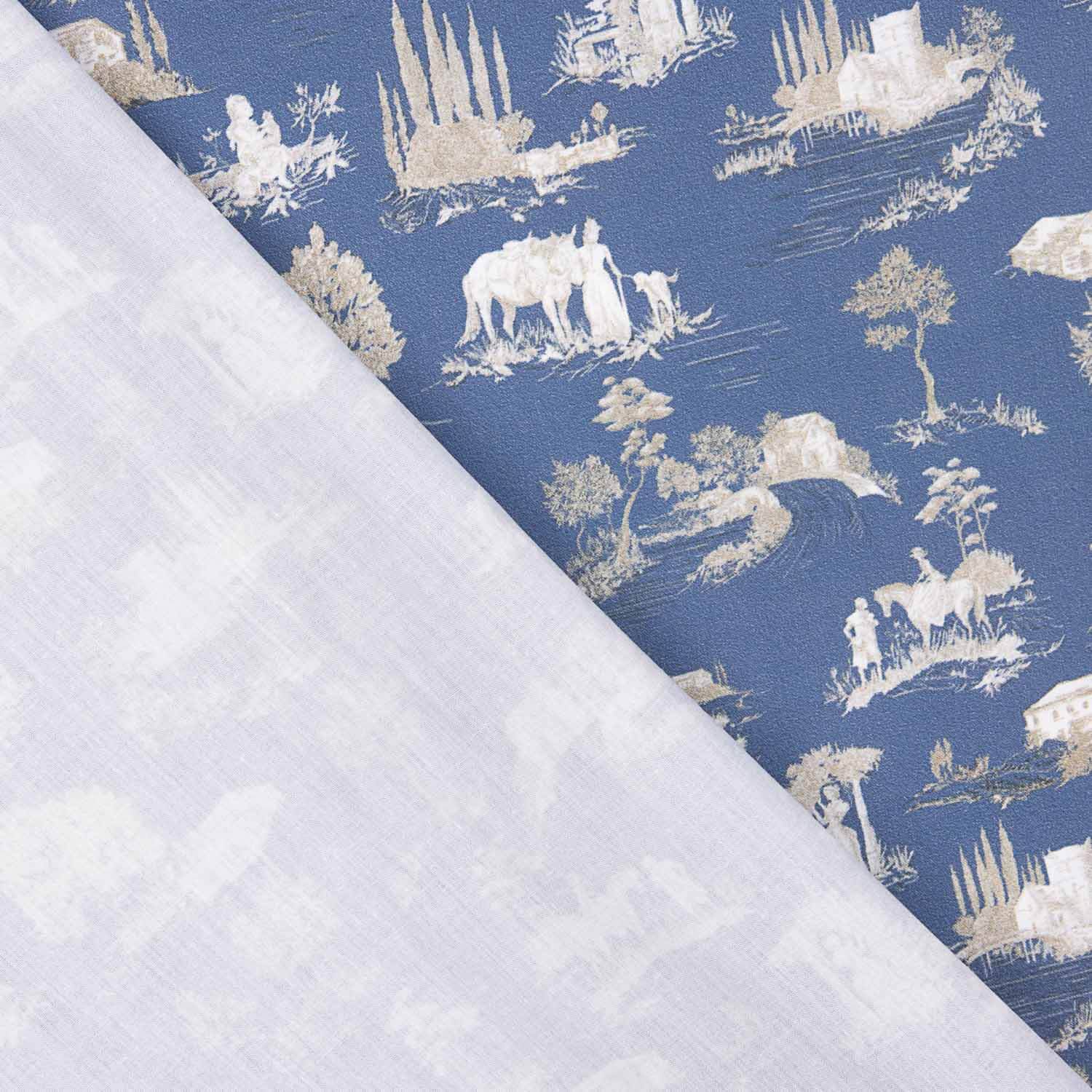 Silke Blue Printed Percale - Ribes y Casals