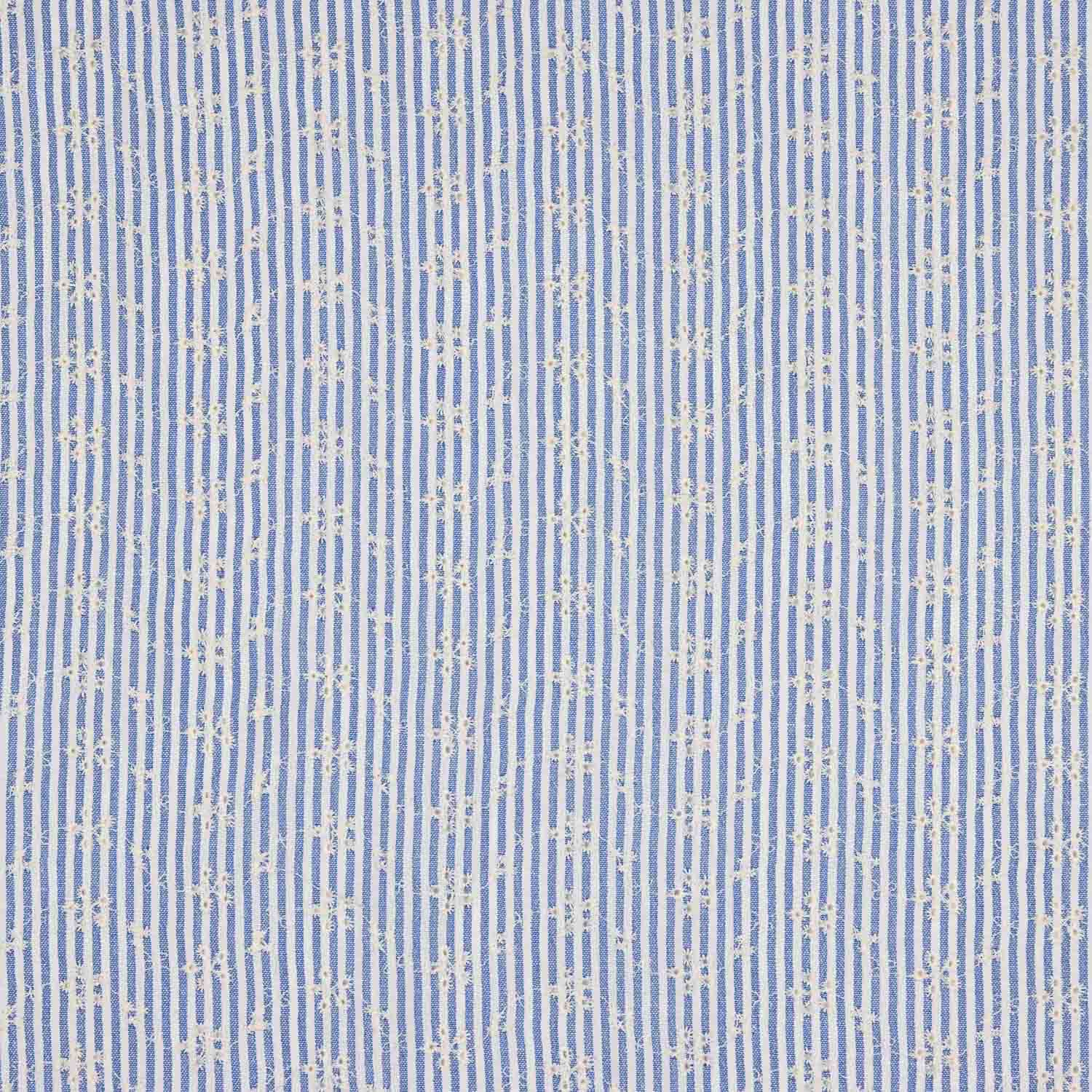 Embroidered Blue Stripes Cotton - Ribes y Casals