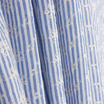 Embroidered Blue Stripes Cotton - Ribes y Casals