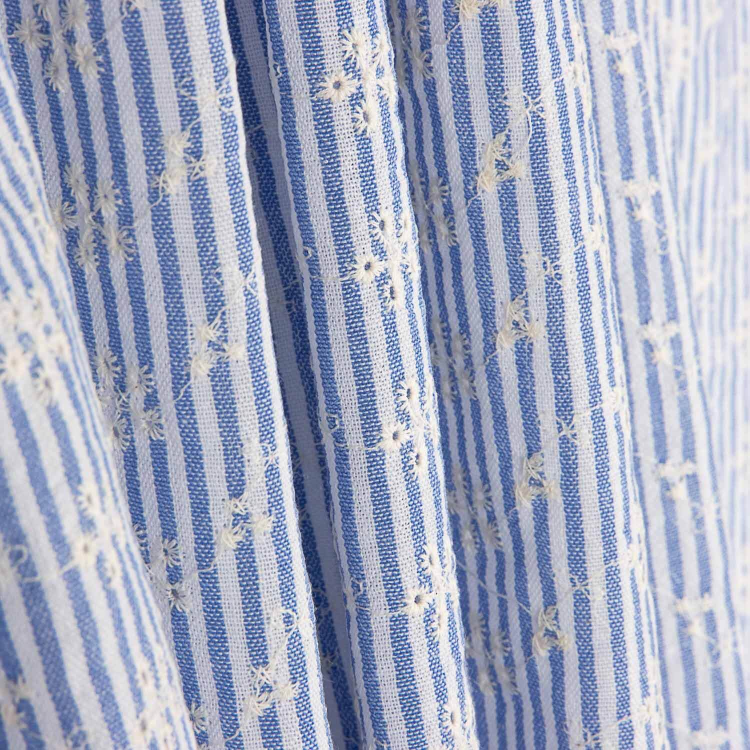 Embroidered Blue Stripes Cotton - Ribes y Casals