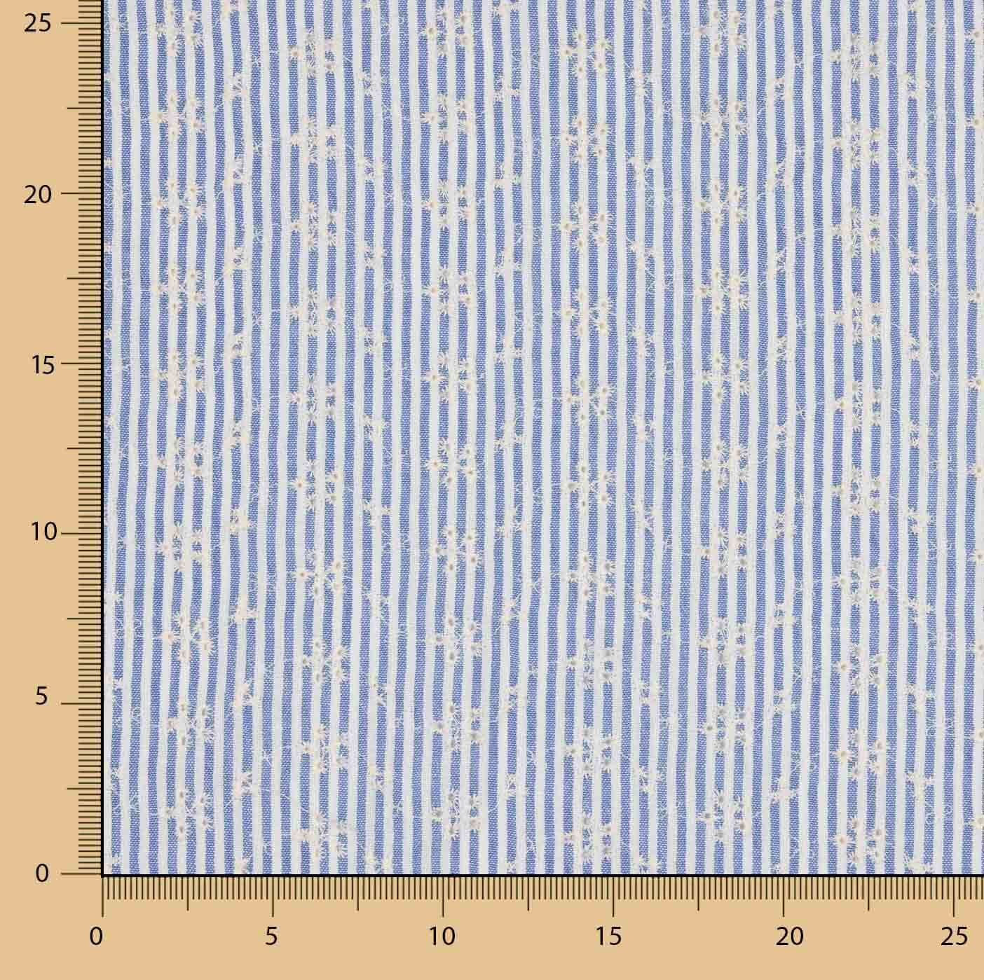 Embroidered Blue Stripes Cotton - Ribes y Casals