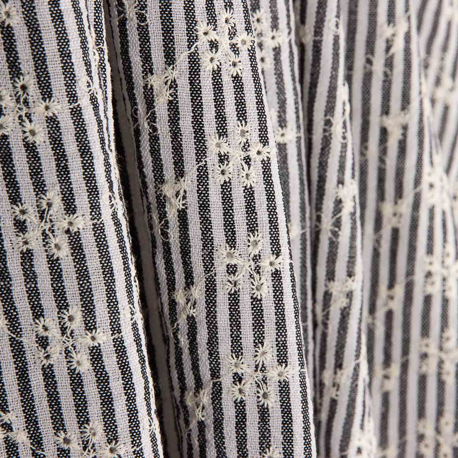 Cotton Embroidered Black Stripes - Ribes y Casals