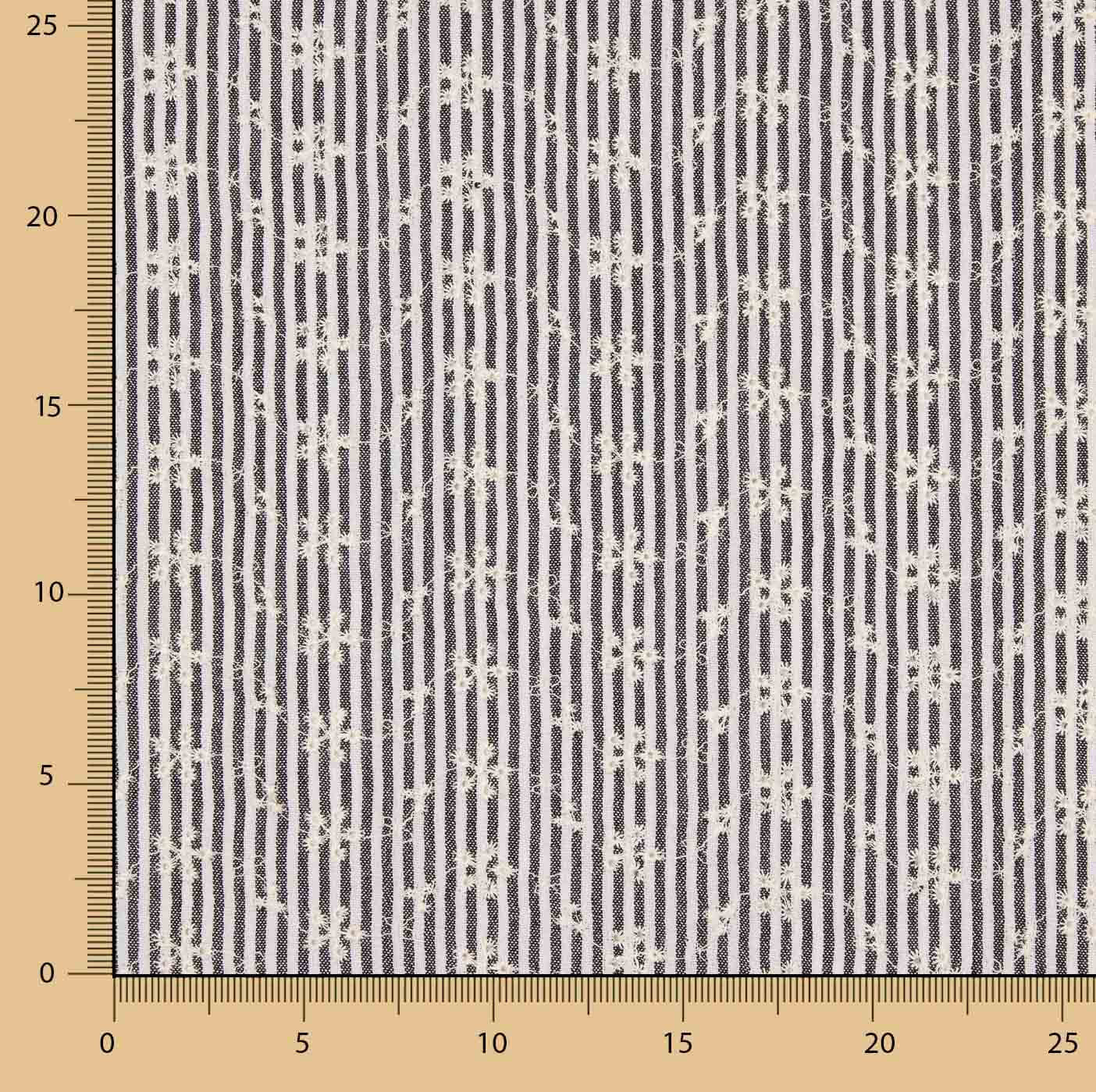 Cotton Embroidered Black Stripes - Ribes y Casals