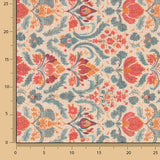 Red and Blue Baroque Floral Cotton Canvas - Ribes y Casals