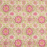 Canvas Cotton Pink Flowers Green Background - Ribes y Casals