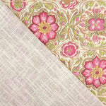 Canvas Cotton Pink Flowers Green Background - Ribes y Casals