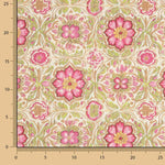 Canvas Cotton Pink Flowers Green Background - Ribes y Casals