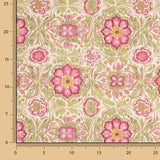 Canvas Cotton Pink Flowers Green Background - Ribes y Casals