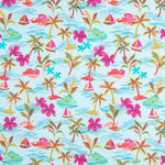 Aloha Paradise Turquoise Cotton Poplin - Ribes y Casals