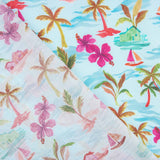 Aloha Paradise Turquoise Cotton Poplin - Ribes y Casals