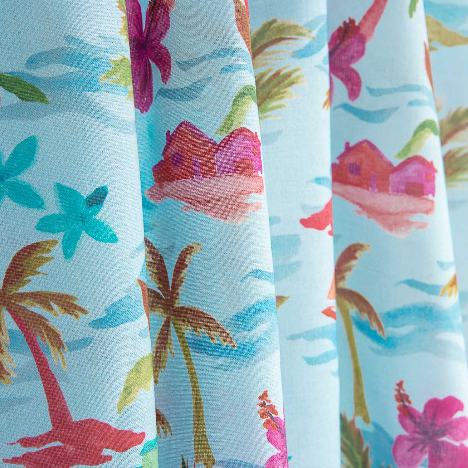 Aloha Paradise Turquoise Cotton Poplin - Ribes y Casals
