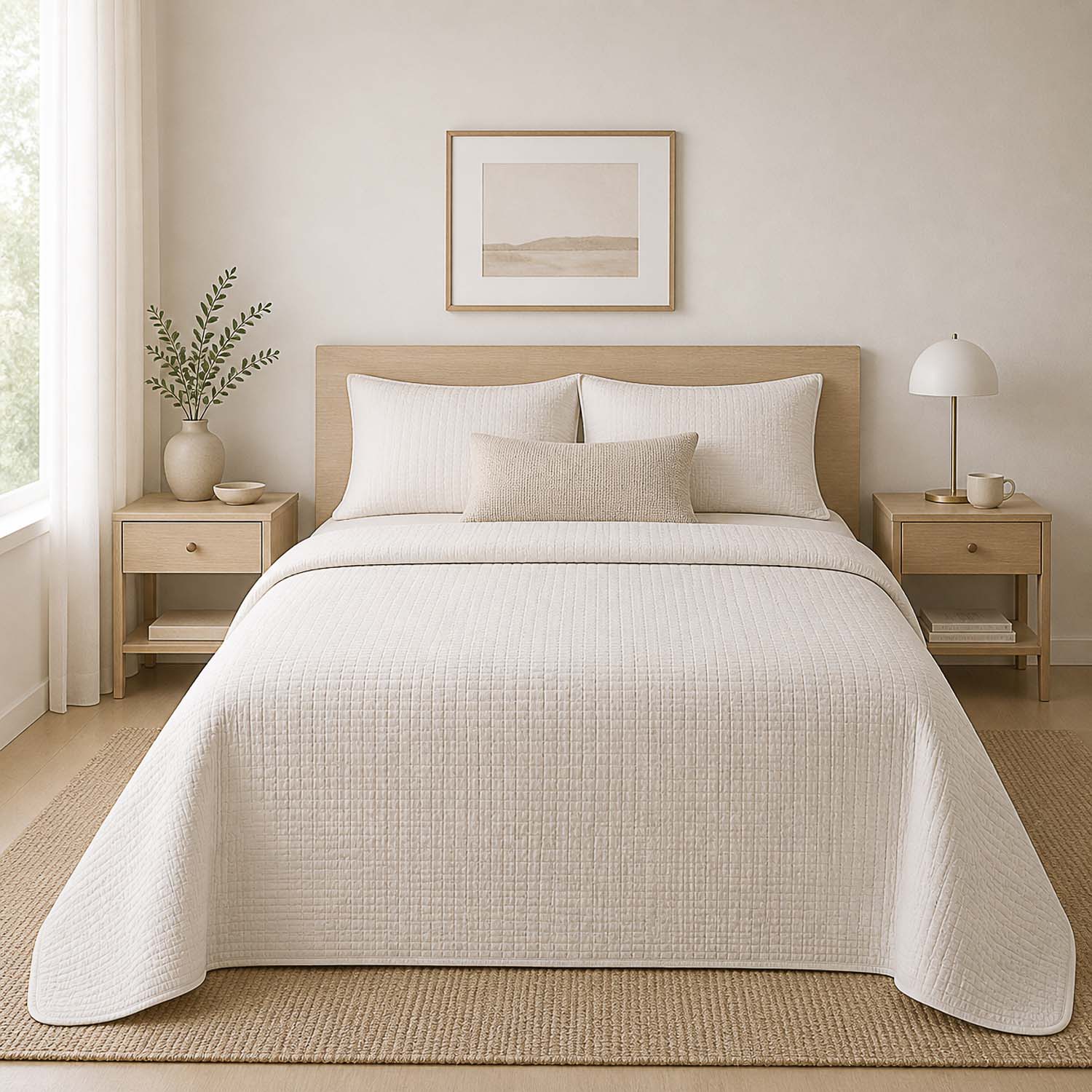 Bouti White Linear Relief Bedspread - Ribes y Casals