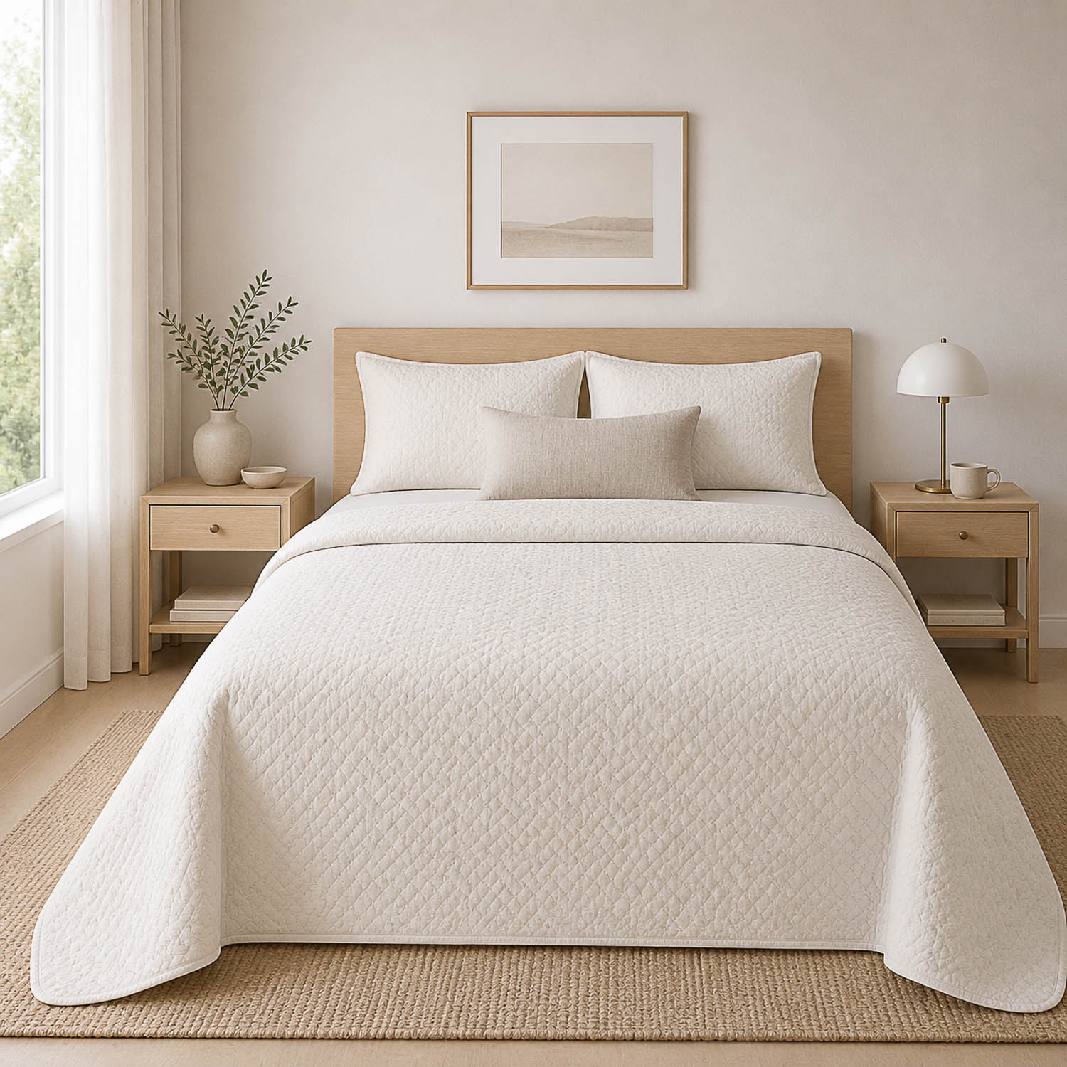 Bouti White Herringbone Bedspread - Ribes y Casals