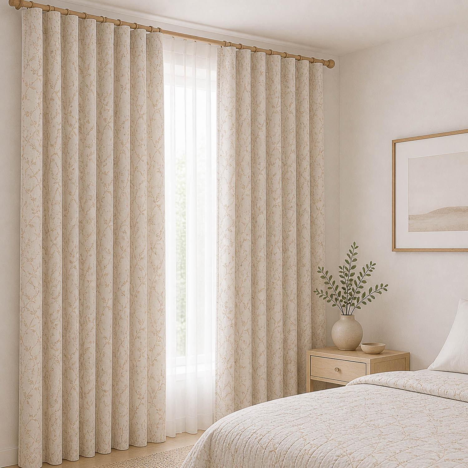 Reversible Home Jacquard Leaves Beige - Ribes y Casals