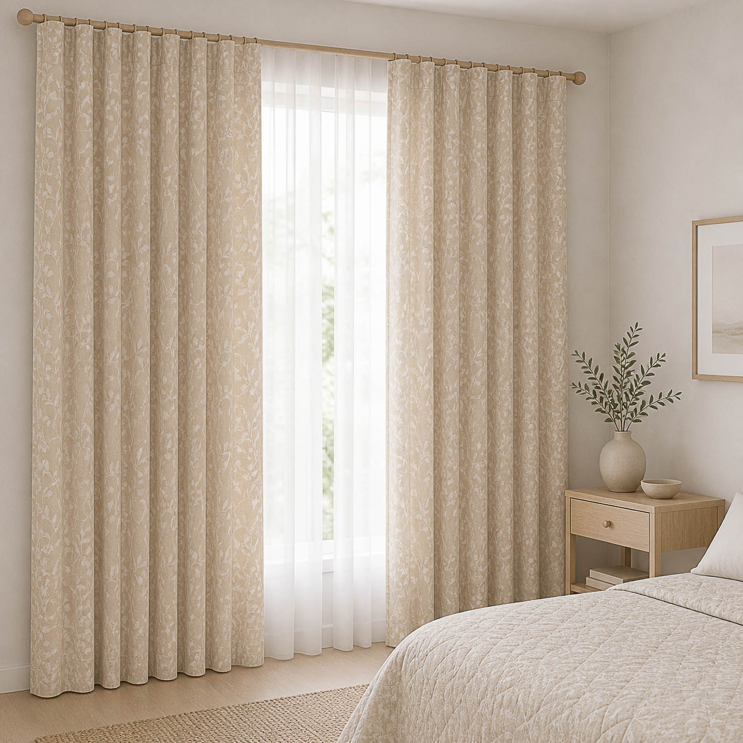 Reversible Home Jacquard in White and Natural with Linen - Ribes y Casals