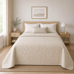 Reversible Home Jacquard in White and Natural with Linen - Ribes y Casals